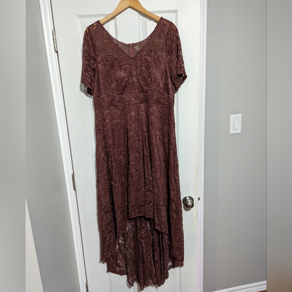 SHEIN Brown Lace High Low Dress - Picture 6 of 6